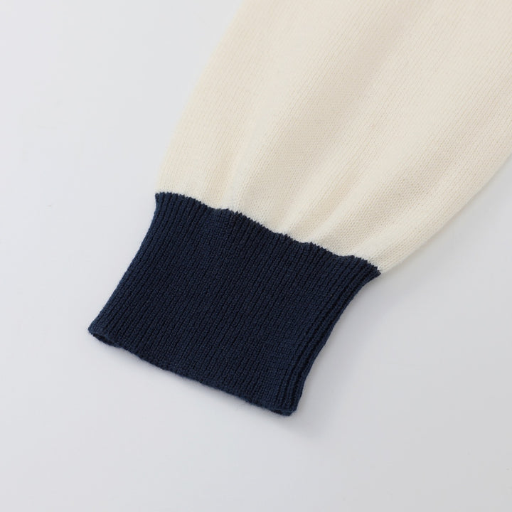 Dame 70'er Retro Abrikos Kat Broderi Polo Striktrøje