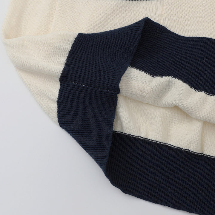 Dame 70'er Retro Abrikos Kat Broderi Polo Striktrøje