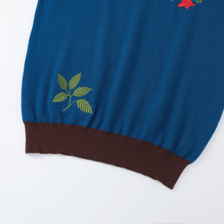 Women's vintage hummingbird embroidery knitwear