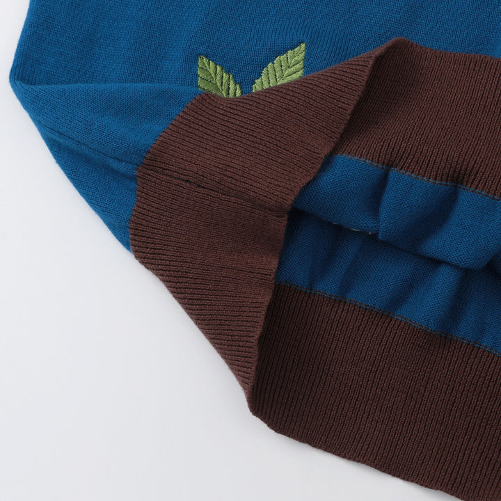 Women's vintage hummingbird embroidery knitwear