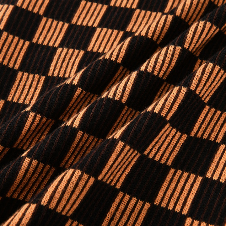 Men's Vintage Brown Classic Check Jacquard Knit Cardigan