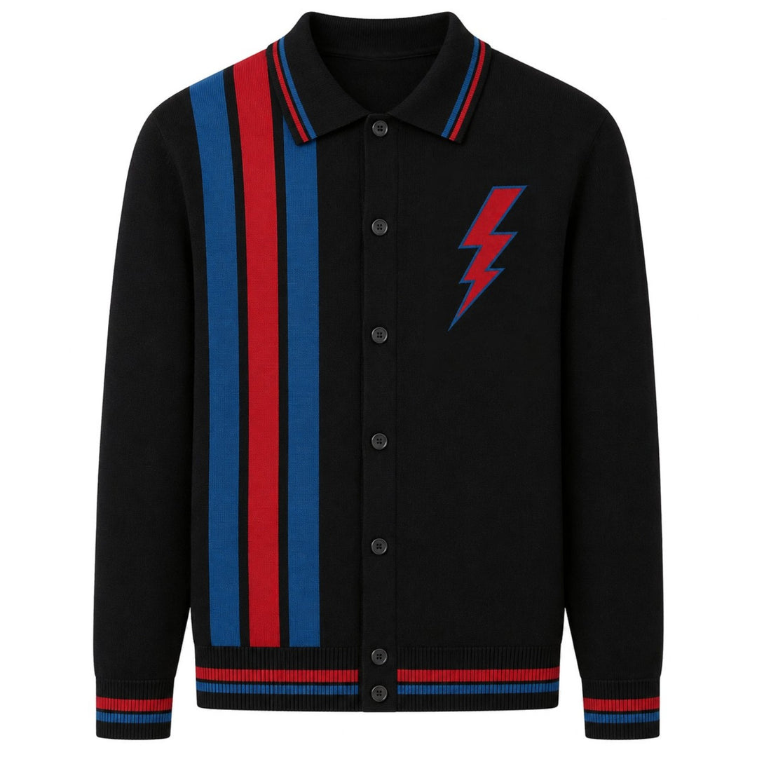 Brun vintage randig klassisk konst Jacquard Cardigan för män