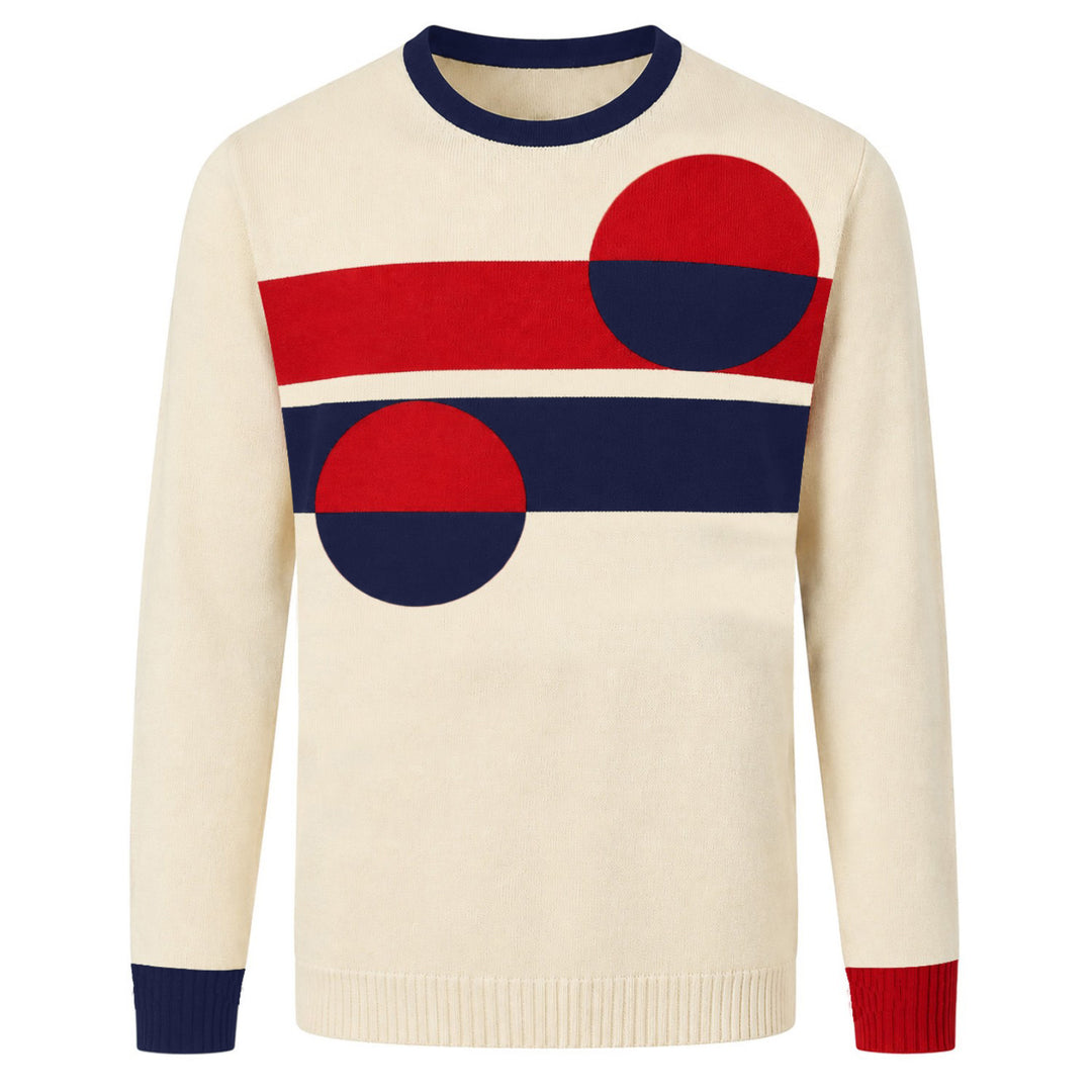 Abrikosstribet klassisk vintage jacquardstrik til mænd