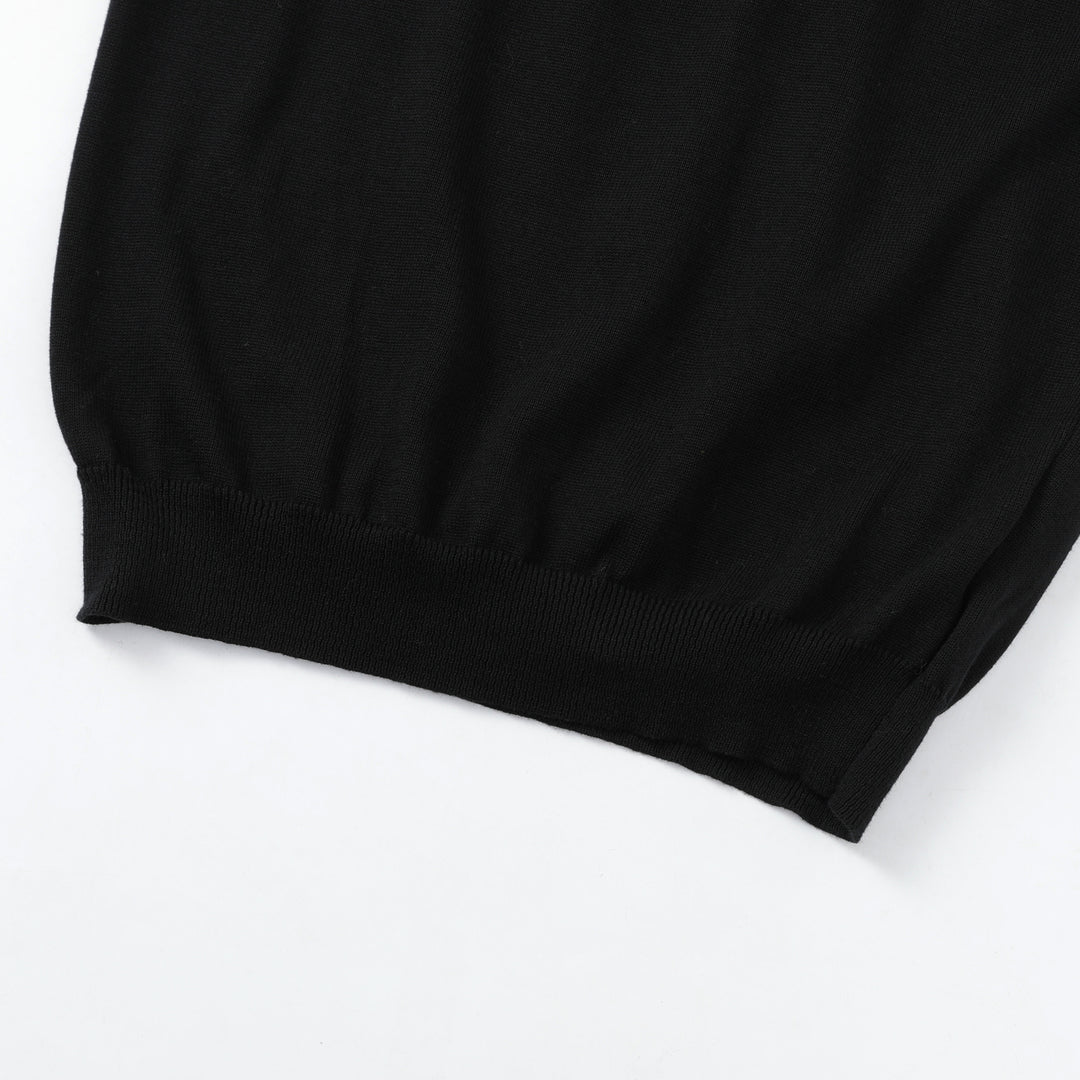 Women's Black Vintage Floral Embroidery Art Knitwear