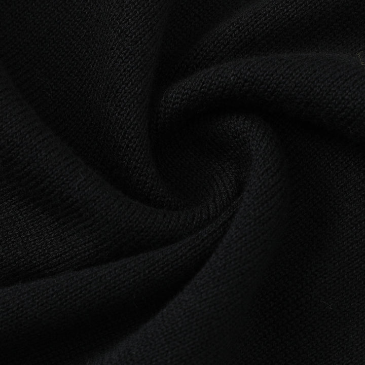 Women's Black Vintage Floral Embroidery Art Knitwear