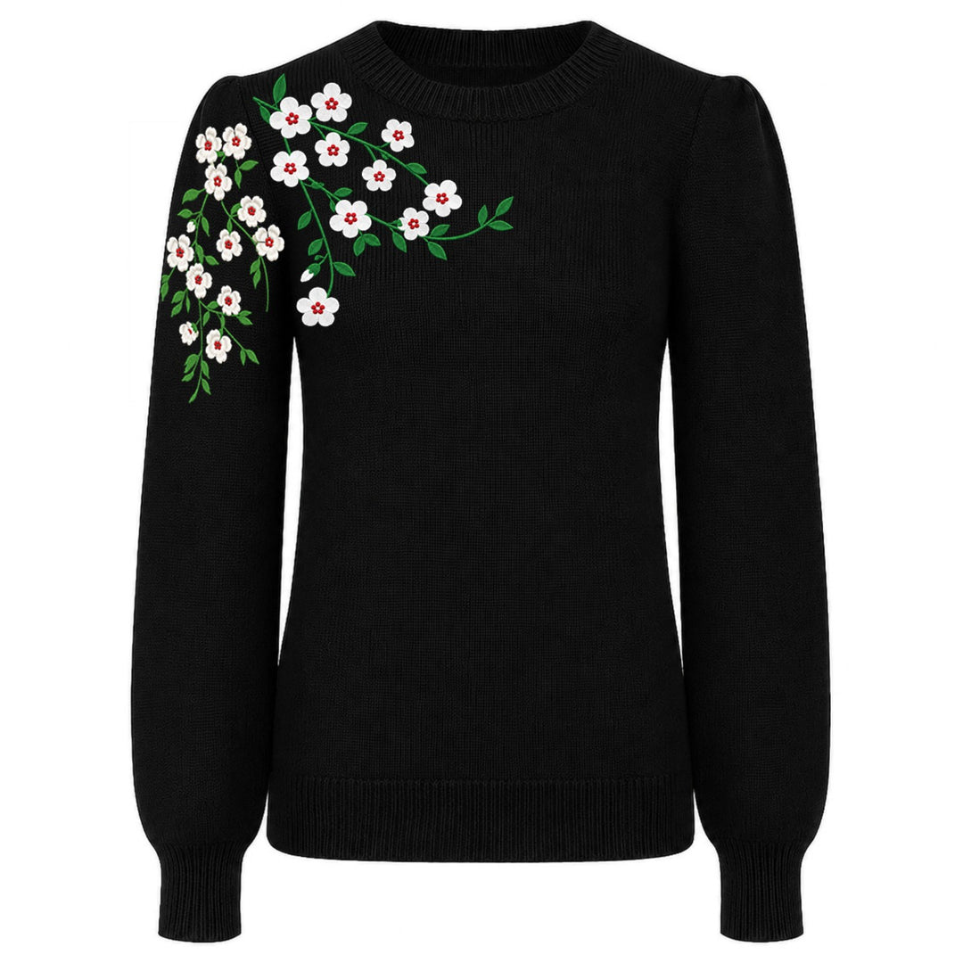 Γυναικεία Vintage Πλεκτή Μπλούζα Jacquard με Σχέδιο Poodle Streetwear