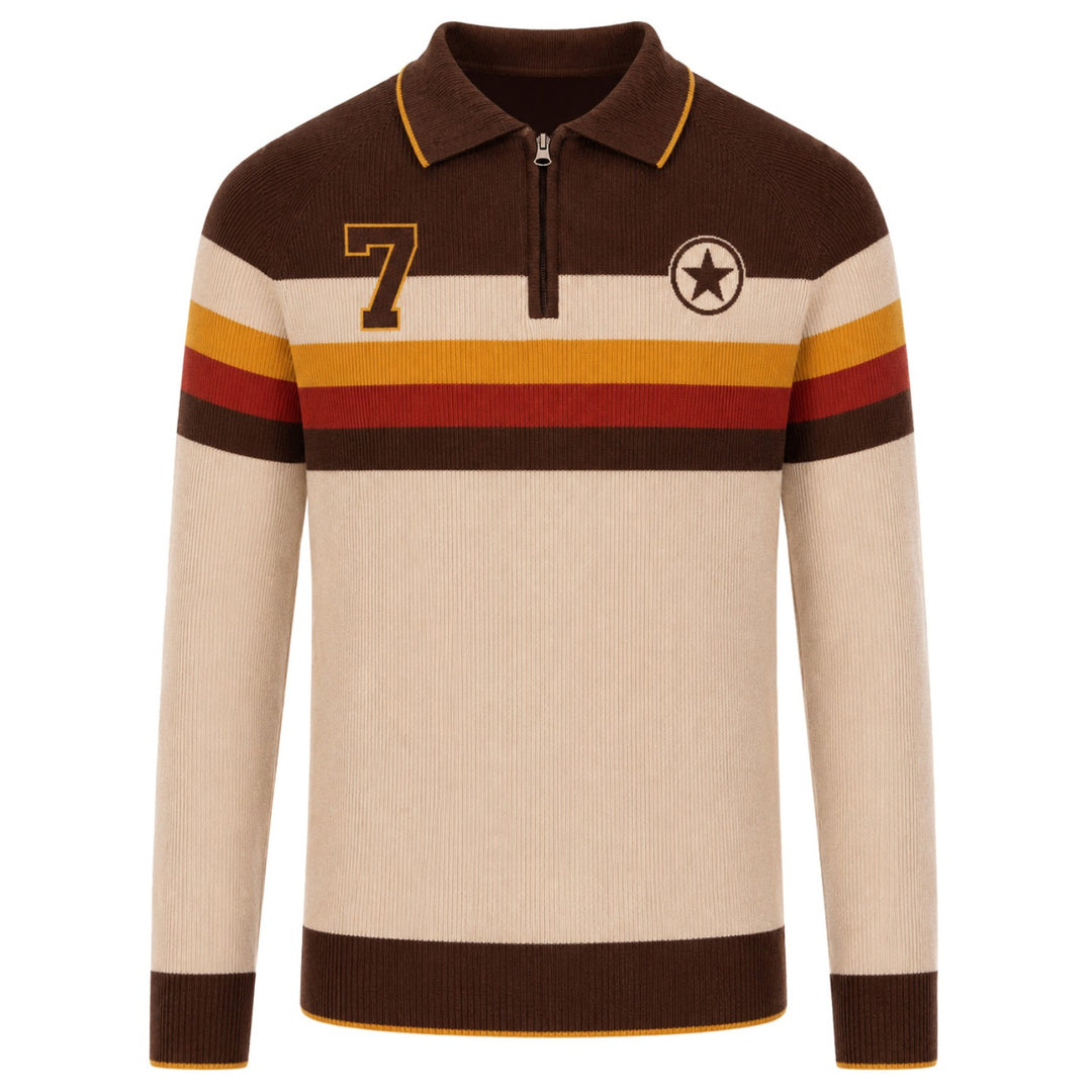 Abrikosstribet klassisk Jacquard Polo til mænd