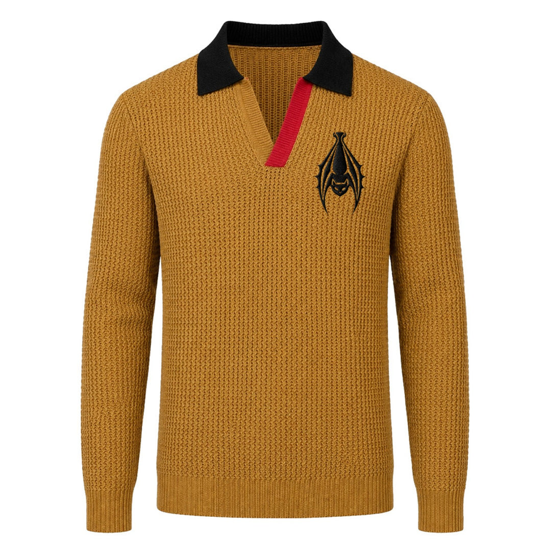 Abrikosstribet klassisk Jacquard Polo til mænd