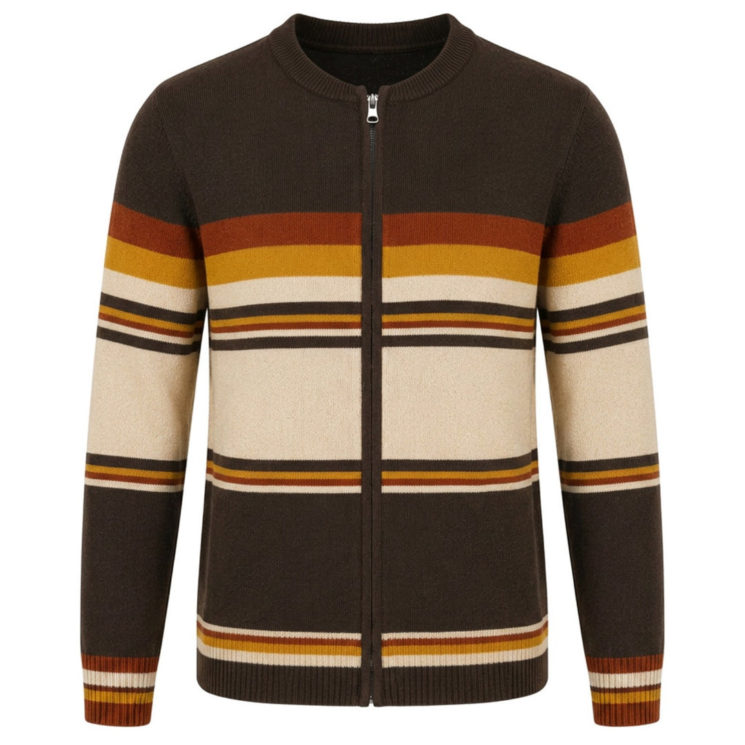 Herre Vintage Brun Klassisk Ternet Jacquard Strikket Cardigan
