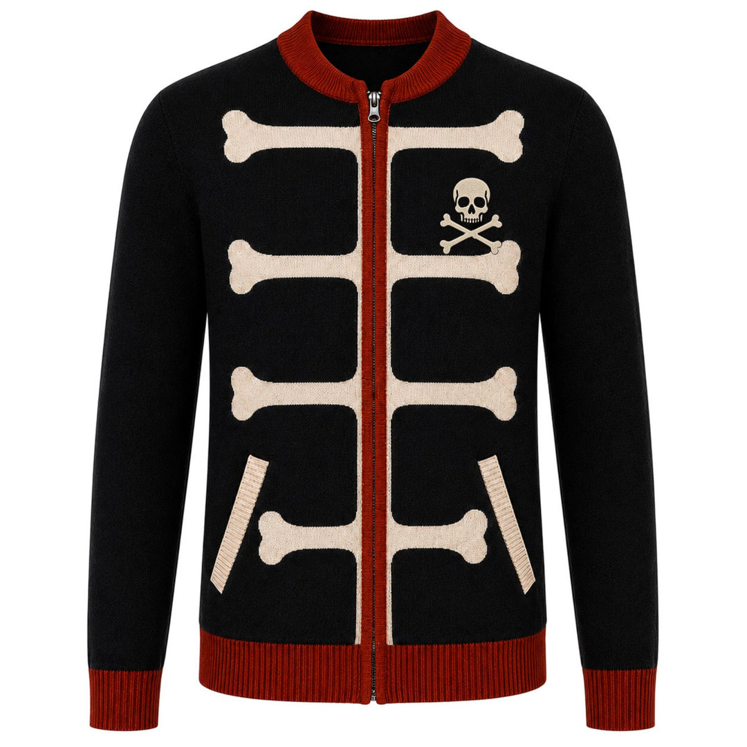 Herre Vintage Brun Klassisk Ternet Jacquard Strikket Cardigan