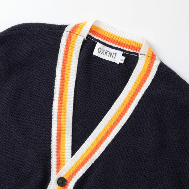 Herr 70-tals Amerikansk Retro Preppy Stil Jacquardstickad Kofta
