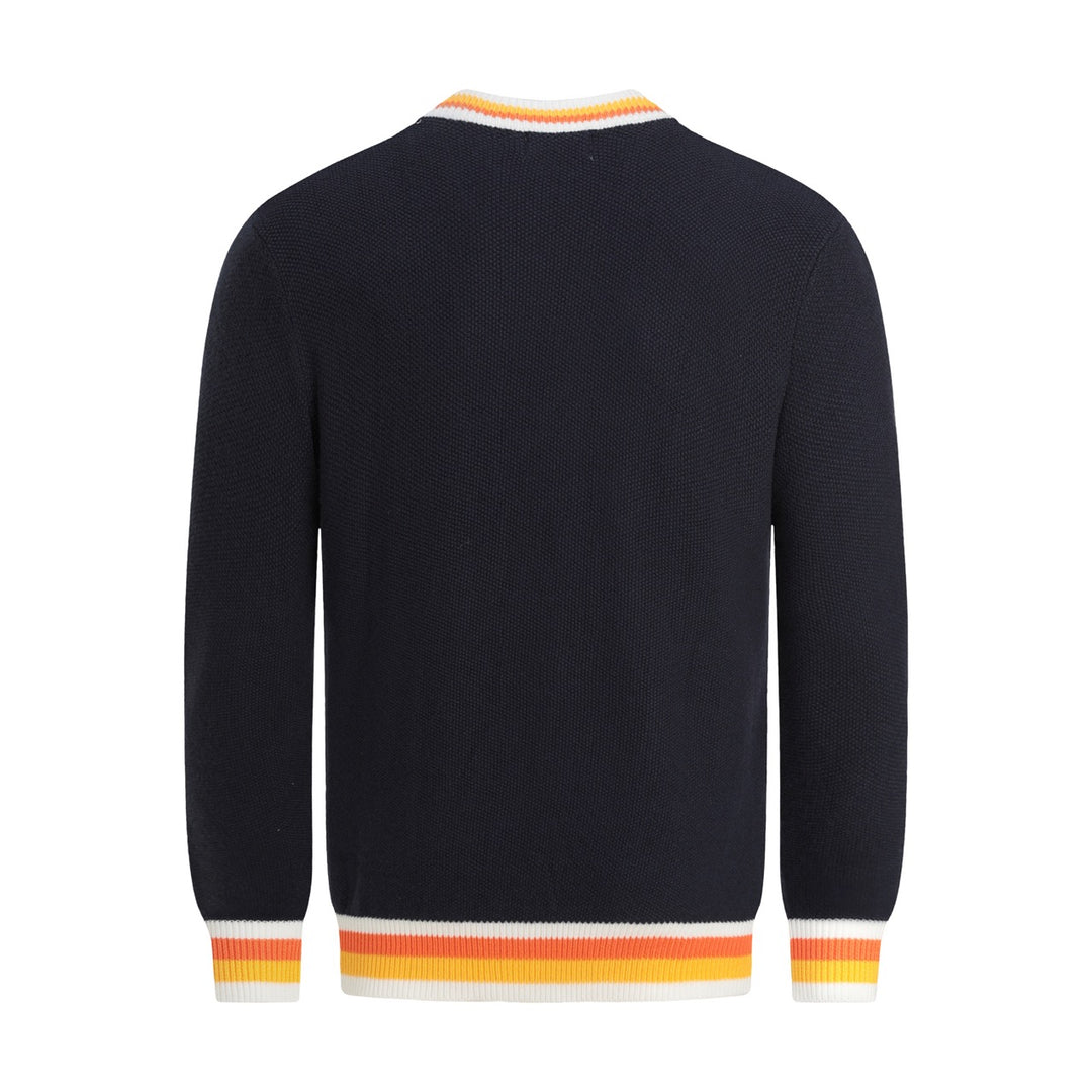 Herr 70-tals Amerikansk Retro Preppy Stil Jacquardstickad Kofta