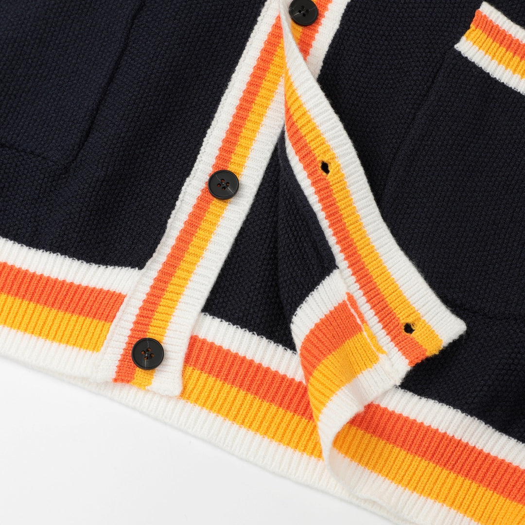 Herr 70-tals Amerikansk Retro Preppy Stil Jacquardstickad Kofta