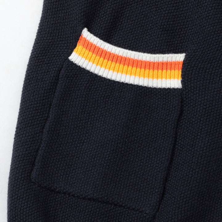 Herr 70-tals Amerikansk Retro Preppy Stil Jacquardstickad Kofta
