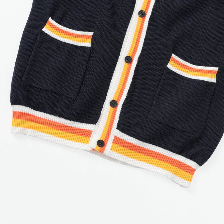 Herr 70-tals Amerikansk Retro Preppy Stil Jacquardstickad Kofta