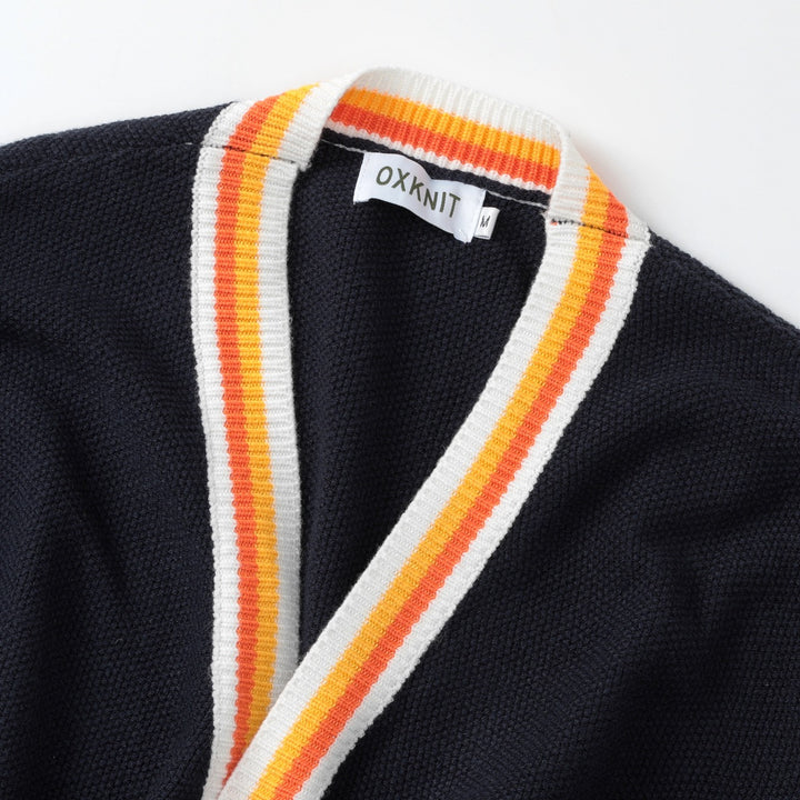 Herr 70-tals Amerikansk Retro Preppy Stil Jacquardstickad Kofta