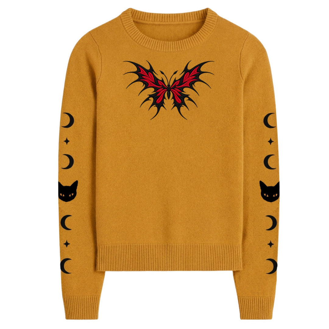Dame Vintage Mørkeblå Fox Art Jacquard Striktrøje
