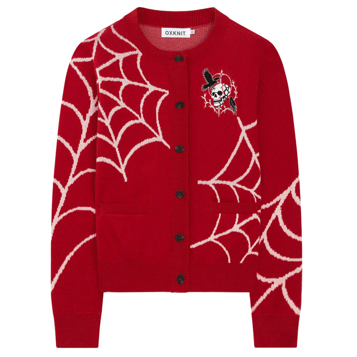 Dames Retro Gothic Punk Gebreid Vest met Schedelborduursel
