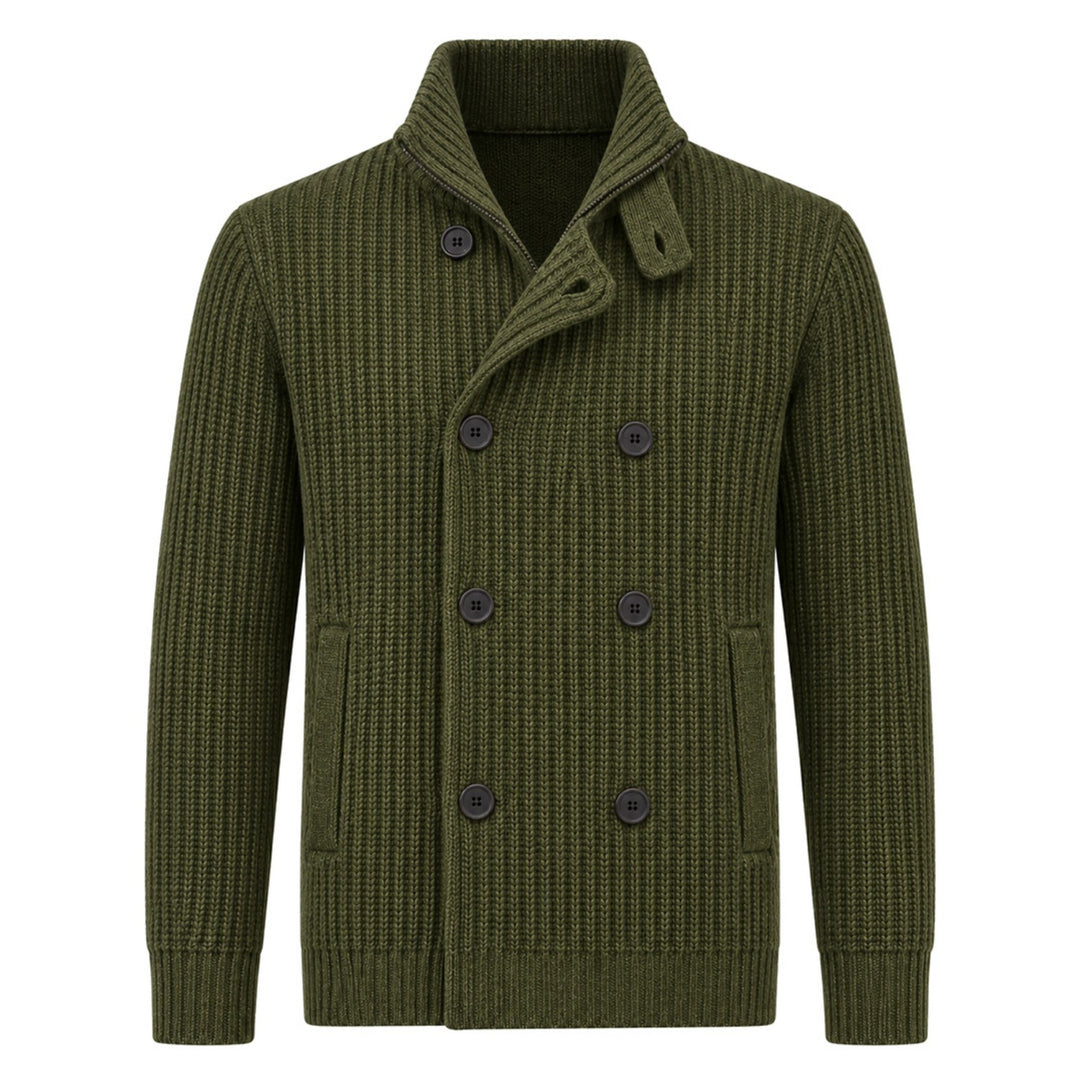 Cardigan en maille jacquard à carreaux classique vintage marron pour homme