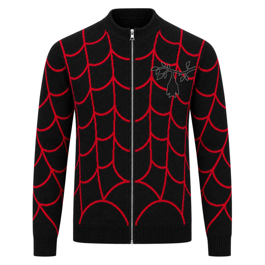 Men's Vintage Gothic Punk Bat-Embroidered Knit Cardigan