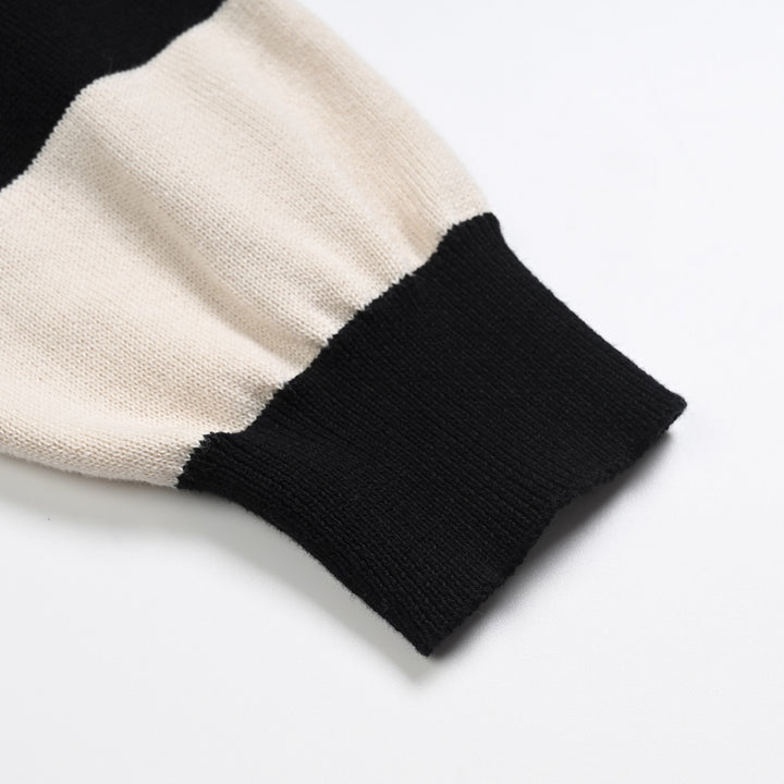 Herr Vintage Dödskalle & Randig Rockstil Jacquardstickad Tröja