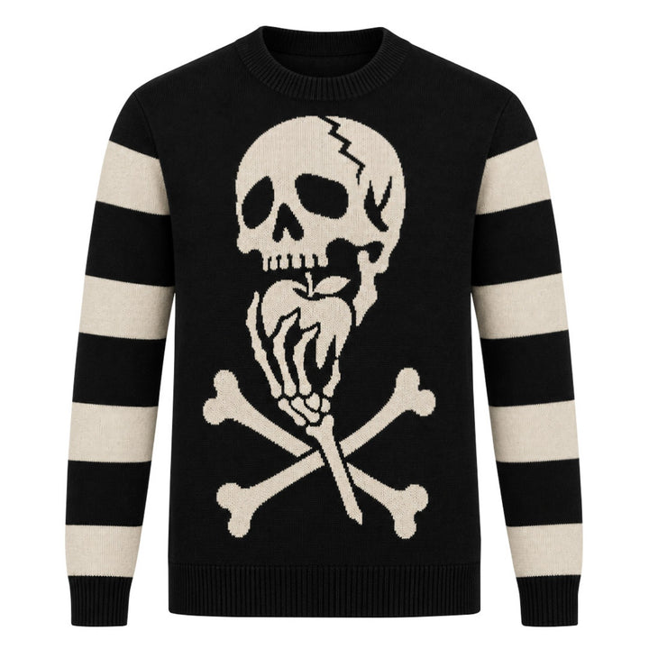 Men's Vintage Skull & Stripe Rock-Style Jacquard Knitwear