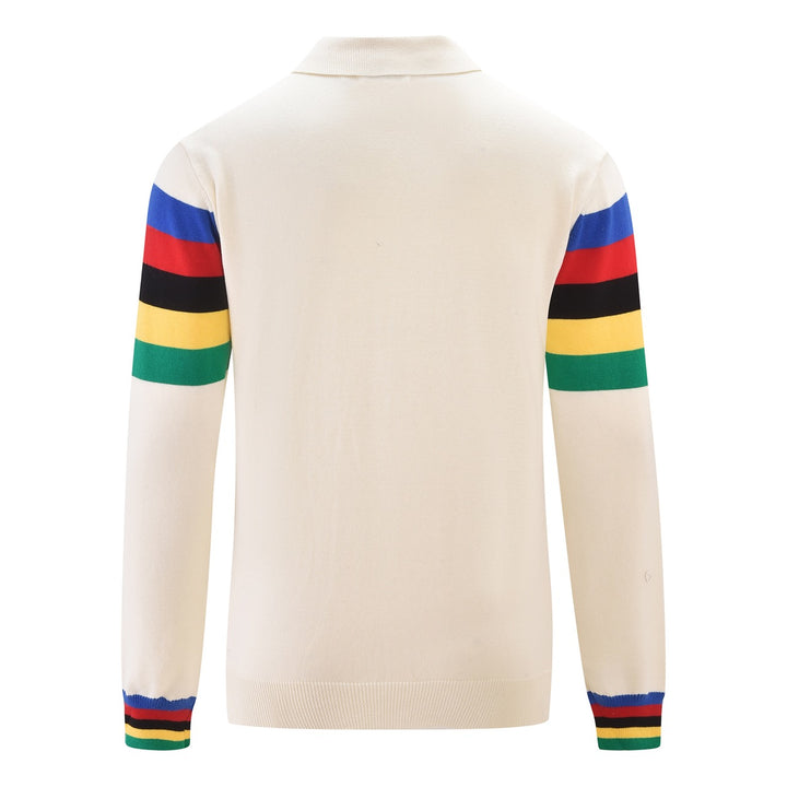 Cardigan da uomo in maglia jacquard a righe arcobaleno retrò