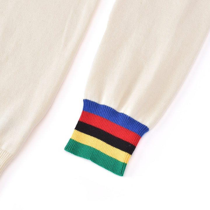 Cardigan da uomo in maglia jacquard a righe arcobaleno retrò
