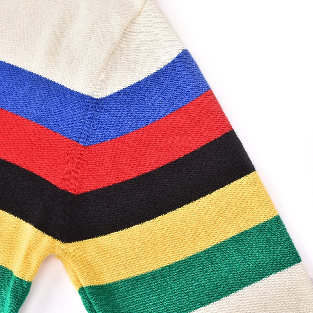 Cardigan da uomo in maglia jacquard a righe arcobaleno retrò