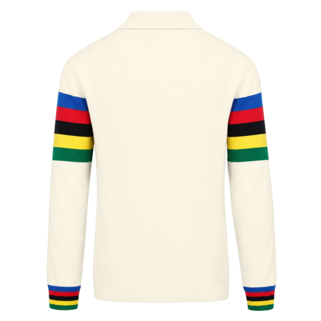 Men's Retro Rainbow Striped Jacquard Knit Cardigan