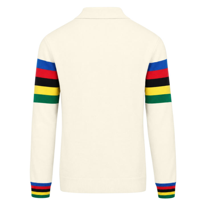 Men's Retro Rainbow Striped Jacquard Knit Cardigan