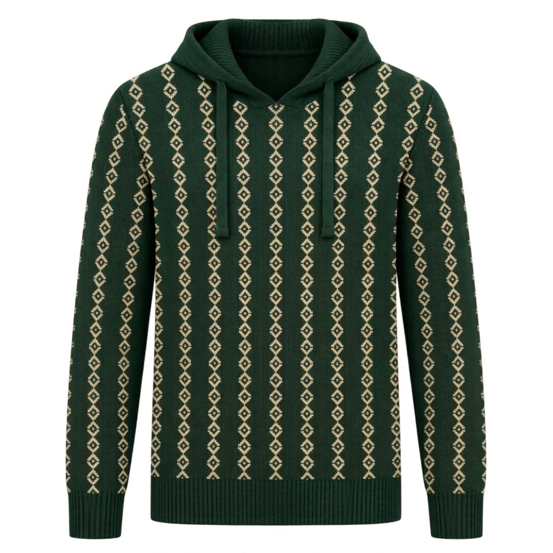 Camisola Retro Anos 70 Preta com Bulldog Francês em Jacquard para Homem