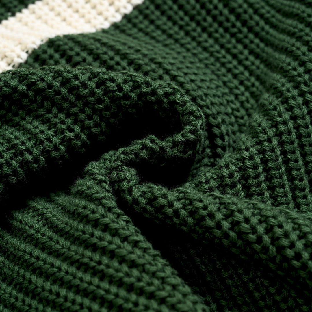 Herre Grønn Retro Flerfarget Stripet Jacquardstrikket Cardigan