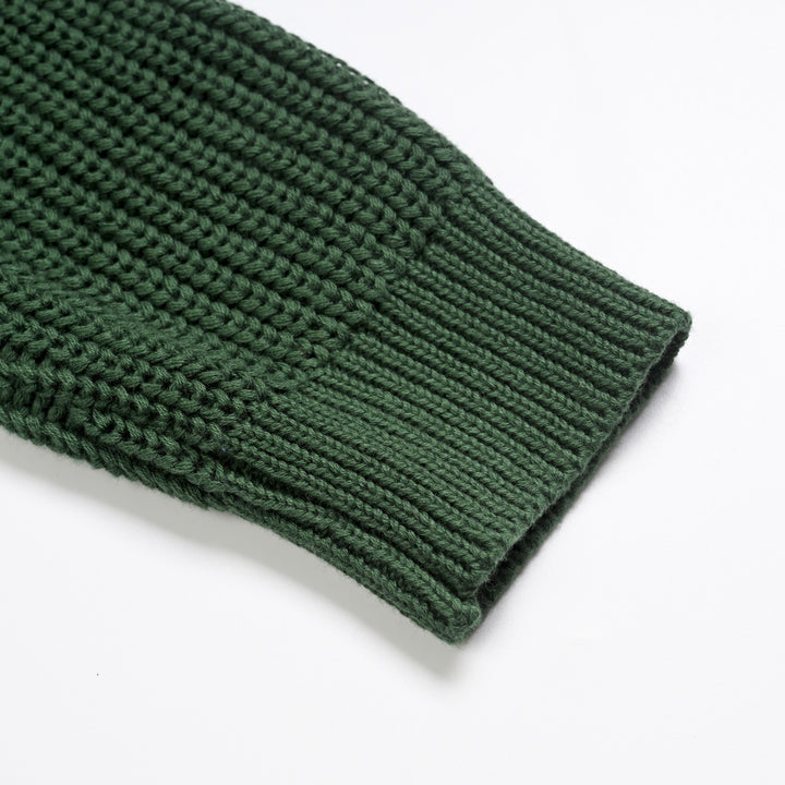 Herre Grønn Retro Flerfarget Stripet Jacquardstrikket Cardigan