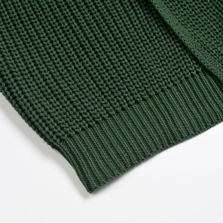 Herre Grønn Retro Flerfarget Stripet Jacquardstrikket Cardigan