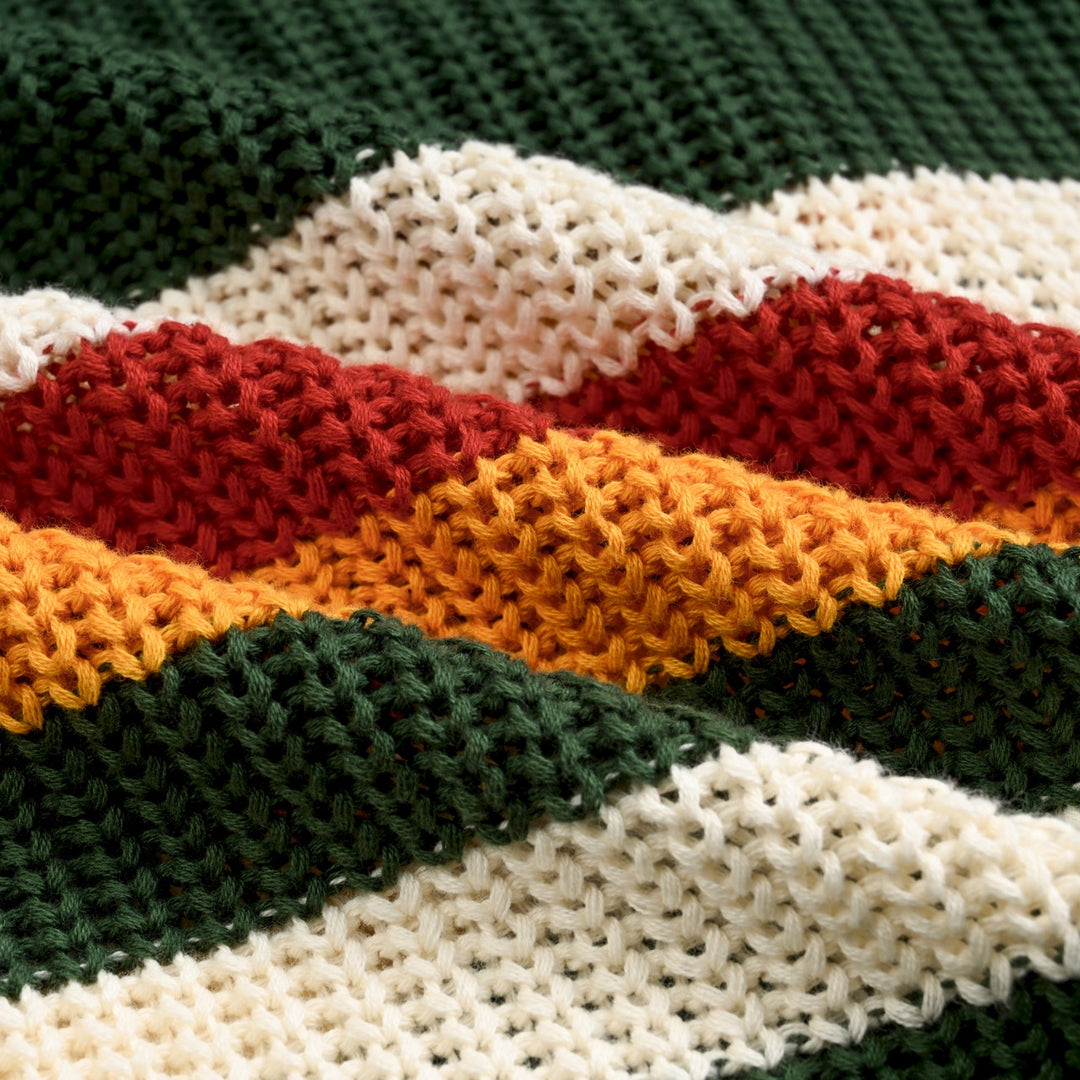 Herre Grønn Retro Flerfarget Stripet Jacquardstrikket Cardigan