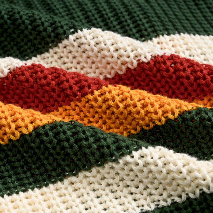 Herre Grønn Retro Flerfarget Stripet Jacquardstrikket Cardigan