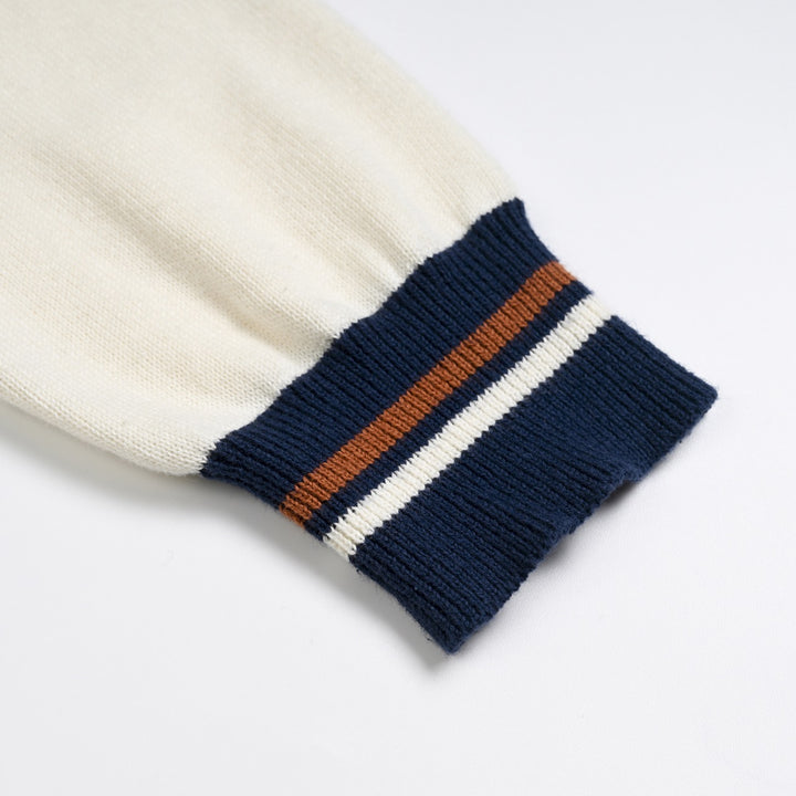 Cardigan da uomo anni '70 a righe da corsa in maglia jacquard