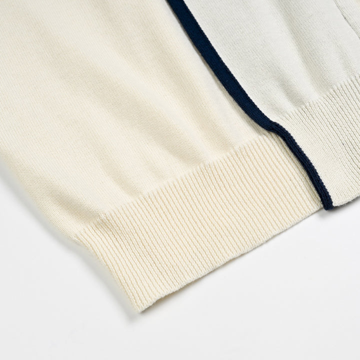Cardigan da uomo anni '70 a righe da corsa in maglia jacquard
