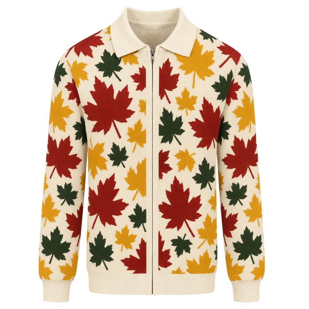 Cárdigan de punto jacquard clásico a cuadros vintage marrón para hombre