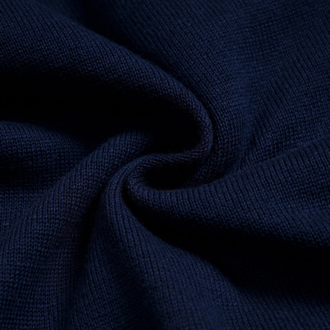 Jersey de punto jacquard retro estilo universitario azul marino para mujer