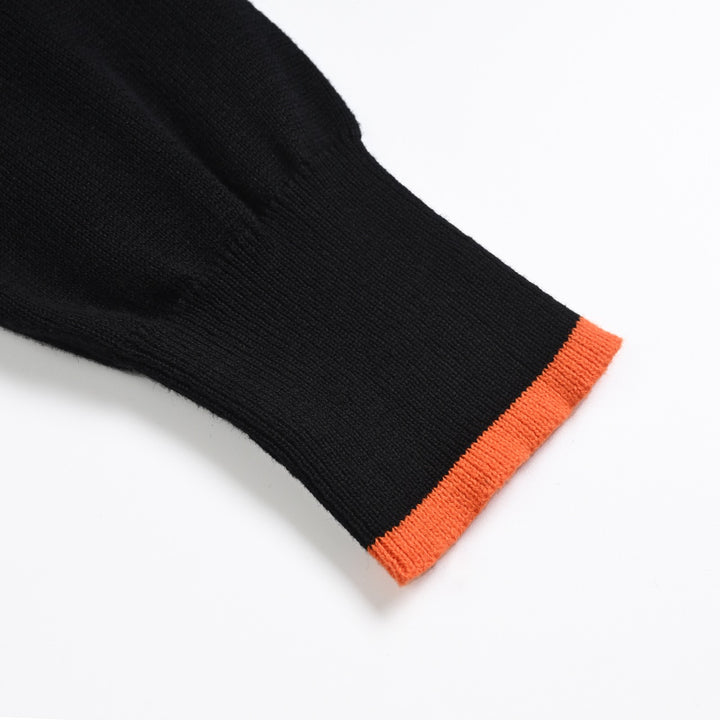 Dame Sort Retro Kunstnerisk Kat Jacquard Striktrøje