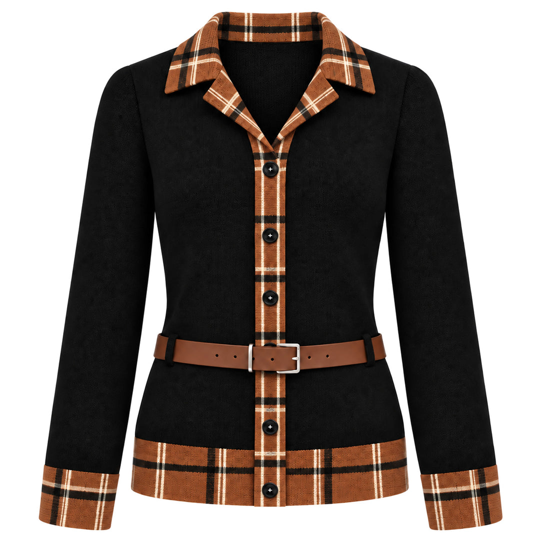 Cardigan de Malha Vintage Feminino com Bordado de Cactos e Planeta Verde