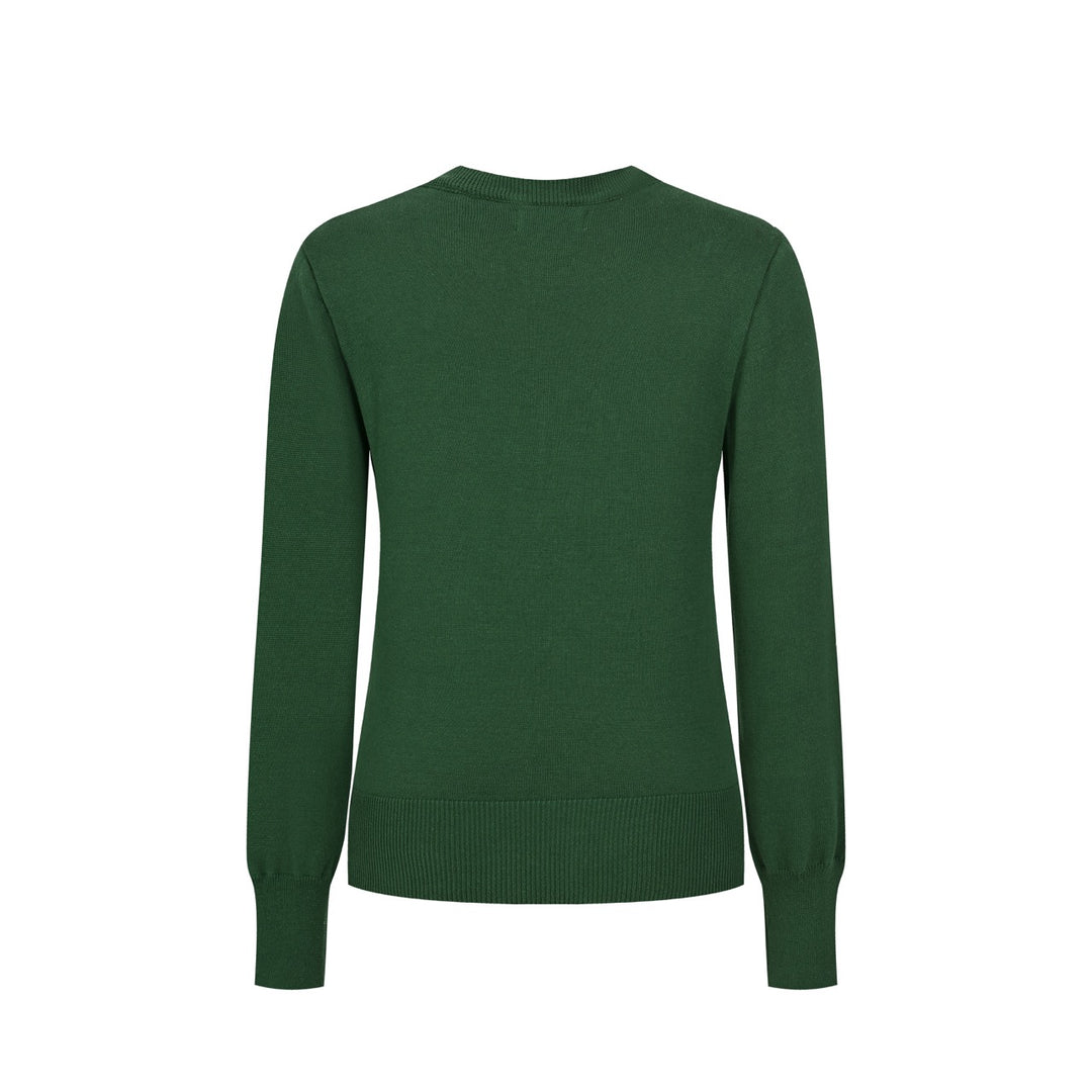 Pull vintage femme à motif renard de forêt et botanique en jacquard, avec boutons décoratifs
