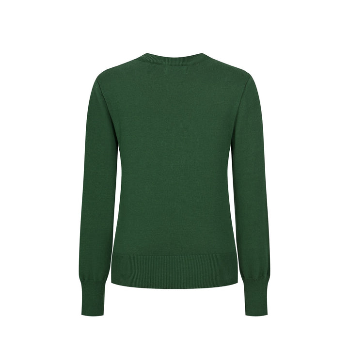 Pull vintage femme à motif renard de forêt et botanique en jacquard, avec boutons décoratifs