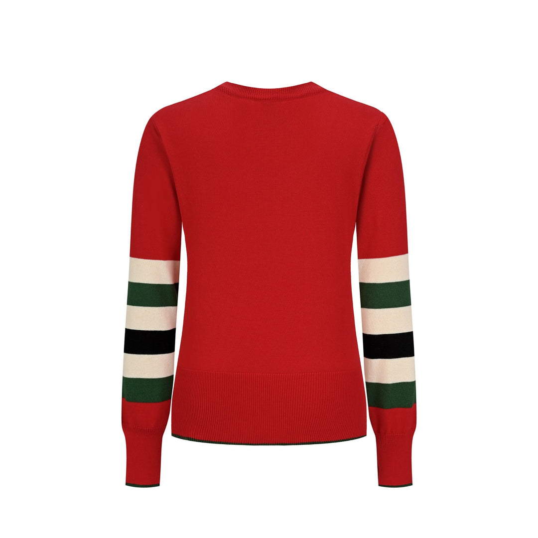 Women's Red Christmas Mug Jacquard Knit Sweater