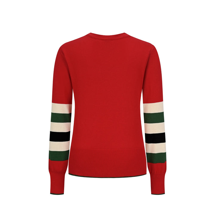 Women's Red Christmas Mug Jacquard Knit Sweater