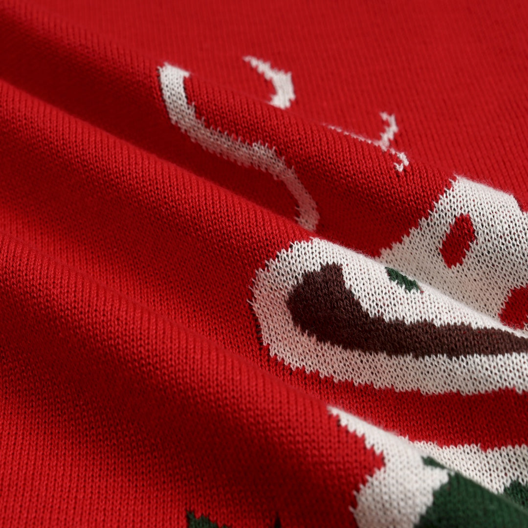 Women's Red Christmas Mug Jacquard Knit Sweater