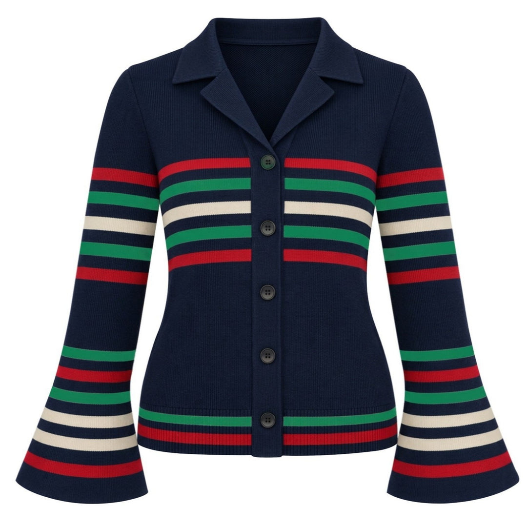 Damen Strickpullover im Vintage-Stil mit Fledermaus- & Halbmond-Jacquard