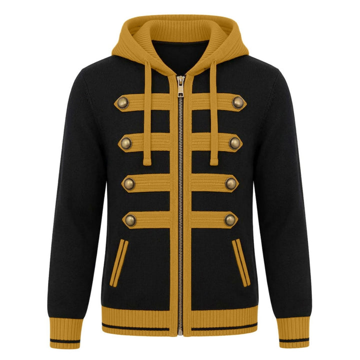 Men's Black Vintage-Style Artistic Jacquard Knit Cardigan